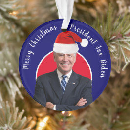 Präsident Joe Biden und Weihnachtsmannmütze Ornament