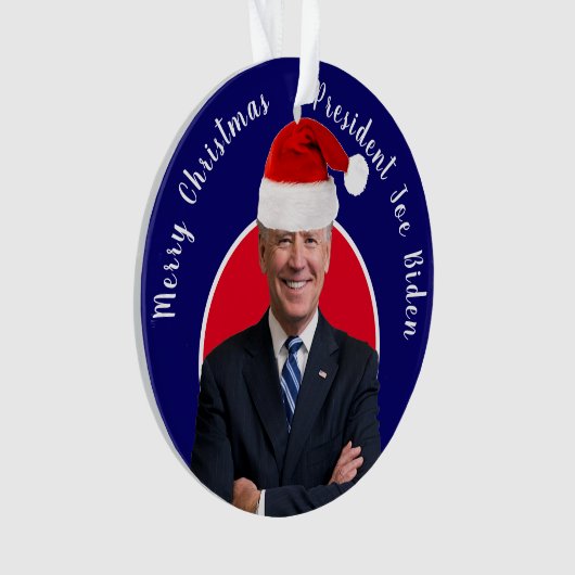 Präsident Joe Biden und Weihnachtsmannmütze Ornament (Vorderseite)
