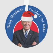Präsident Joe Biden und Weihnachtsmannmütze Ornament (Rückseite)