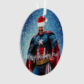 Präsident Joe Biden und Weihnachtsmannmütze Ornament (Vorderseite)