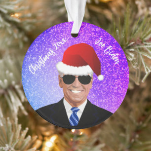 Präsident Joe Biden und Weihnachtsmannmütze Ornament
