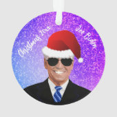Präsident Joe Biden und Weihnachtsmannmütze Ornament (Rückseite)