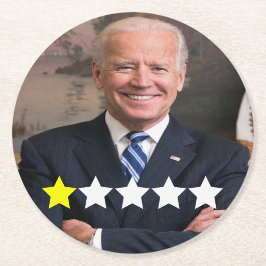 Präsident Joe Biden Zulassungsbewertung Runder Pappuntersetzer (Vorderseite)