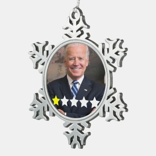 Präsident Joe Biden Zulassungsbewertung Schneeflocken Zinn-Ornament (Rechts)