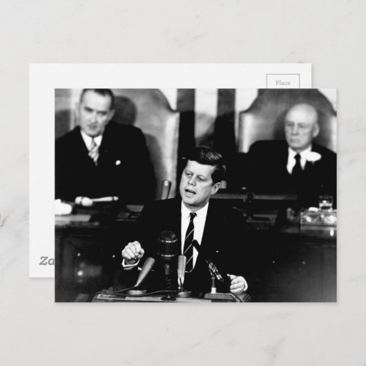 Präsident John F. Kennedy Men in der Mondrede Postkarte (Vorne/Hinten)