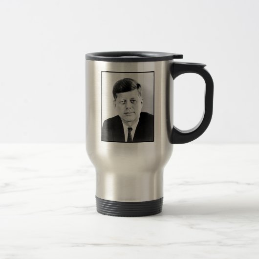 Präsident John F Kennedy Portrait Travel Mug Reisebecher (Rechts)
