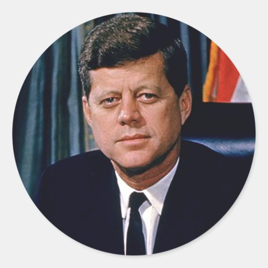 Präsident John F. Kennedy Runder Aufkleber (Vorderseite)