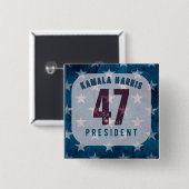 Präsident Kamala Harris 47. Quadrat Button (Vorne & Hinten)