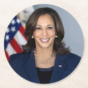 Präsident Kamala Harris USA 2024 Runder Pappuntersetzer