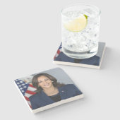 Präsident Kamala Harris USA 2024 Steinuntersetzer (Seitenansicht)