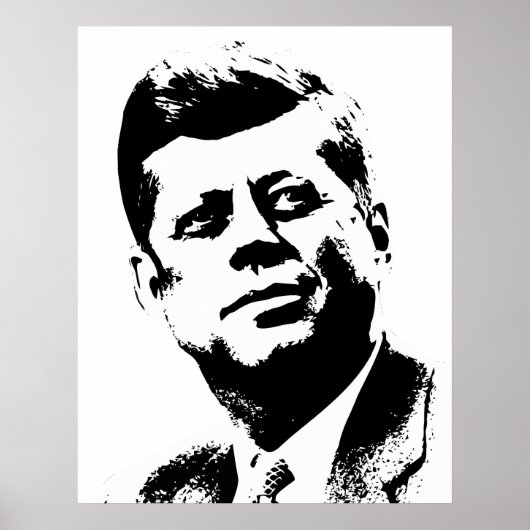 Präsident Kennedy - Schwarz und Weiß Poster (Vorne)