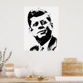 Präsident Kennedy - Schwarz und Weiß Poster (Küche)