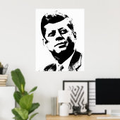 Präsident Kennedy - Schwarz und Weiß Poster (Heimbüro)