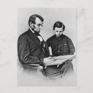 Präsident Lincoln Postcard - Lesen mit Sohn Tad Postkarte