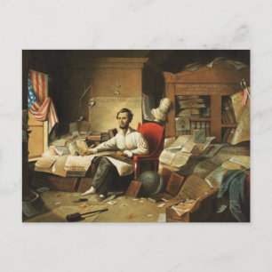 Präsident Lincoln schreibt Freiheitsverkündung Postkarte