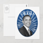 Präsident Obama Blue Bw Postkarte (Vorne/Hinten)
