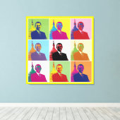 Präsident Obama Funky Modern Pop Art Leinwanddruck (Insitu (Holzboden))