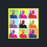 Präsident Obama Funky Modern Pop Art Leinwanddruck<br><div class="desc">Pop Art Version von Obamas ersten Amtszeit Präsidentenportrait (2009). In einer im Februar 2009 von Harris Interactive für France 24 und die International Herald Tribune in der Western Europe und den USA durchgeführten Umfrage wurde Obama als der angesehenste und mächtigste Weltführer bewertet.</div>