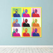 Präsident Obama Funky Modern Pop Art Leinwanddruck (Insitu (Holzboden))