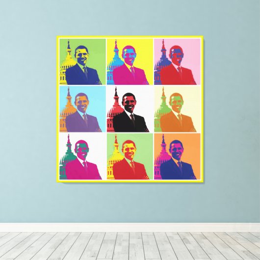 Präsident Obama Funky Modern Pop Art Leinwanddruck (Insitu (Holzboden))