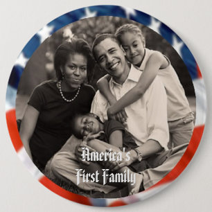 Präsident Obama hält die erste Familie bei 6" Scha Button