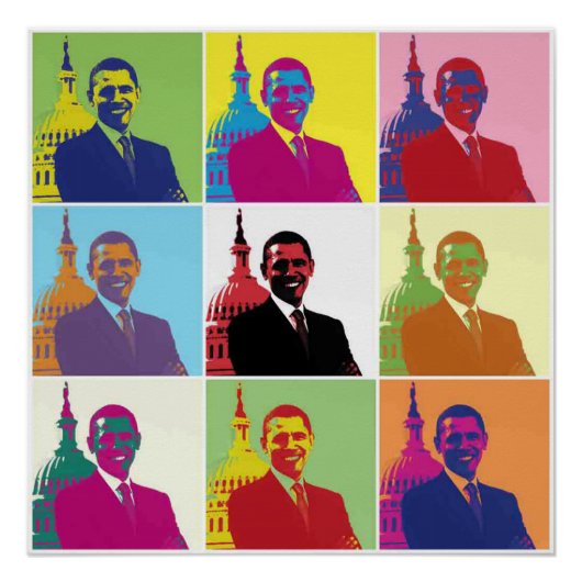 Präsident Obama Pop Art 20x20 Poster (Vorderseite)