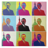 Präsident Obama Pop Art Fliese (Vorderseite)