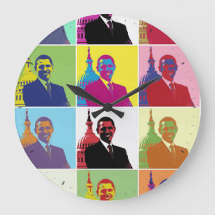 Präsident Obama Pop Art Große Wanduhr