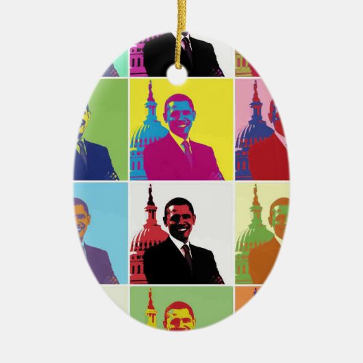 Präsident Obama Pop Art Keramik Ornament (Vorne)