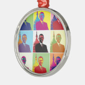 Präsident Obama Pop Art Ornament Aus Metall (Links)