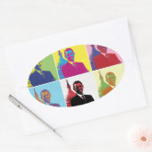 Präsident Obama Pop Art Ovaler Aufkleber (Umschlag)