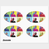 Präsident Obama Pop Art Ovaler Aufkleber (Blatt)