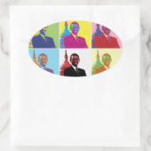Präsident Obama Pop Art Ovaler Aufkleber (Tasche)