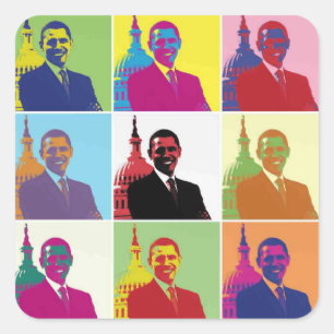 Präsident Obama Pop Art Quadratischer Aufkleber