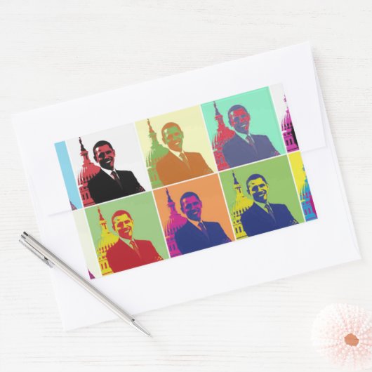 Präsident Obama Pop Art Rechteckiger Aufkleber (Umschlag)