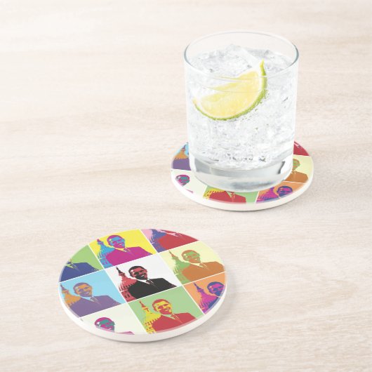 Präsident Obama Pop Art Sandstein Untersetzer (Seite)