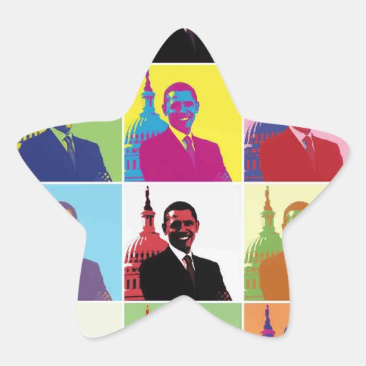 Präsident Obama Pop Art Stern-Aufkleber (Vorderseite)