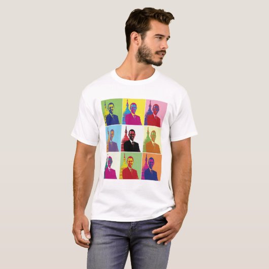 Präsident Obama Pop Art T-Shirt (Vorne ganz)