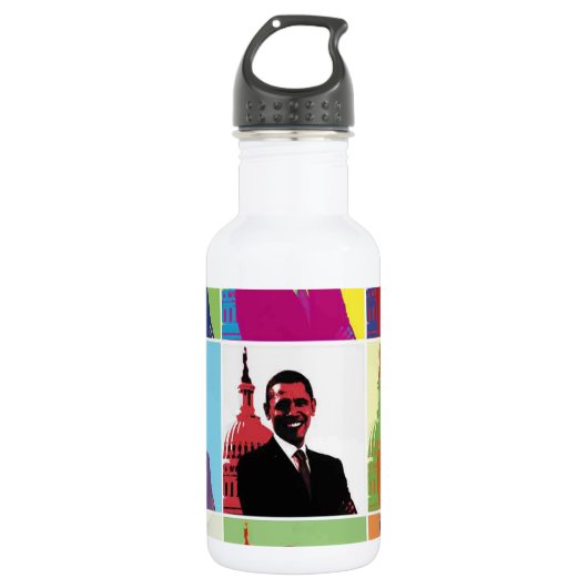 Präsident Obama Pop Art Trinkflasche (Vorderseite)