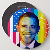 Präsident Obama Portrait-Rainbow & USA Flag Button (Vorne & Hinten)