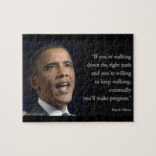 Präsident Obama und "Fortschritt erzielen" Zitat Puzzle