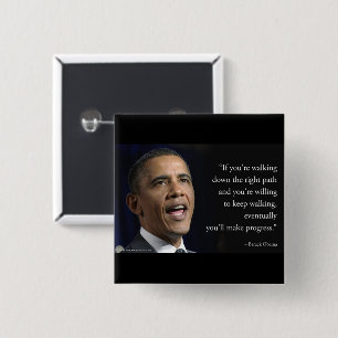 Präsident Obama und "Fortschritte machen" Zitat  Button