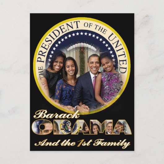 PRÄSIDENT OBAMA UND FREUNDLICHE FAMILIE POSTKARTE (Vorderseite)