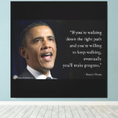Präsident Obama und Zitat "Make Progress" Leinwanddruck (Insitu (Holzboden))
