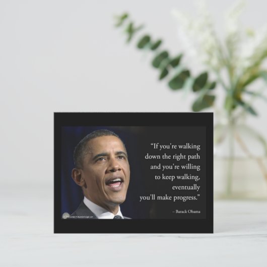 Präsident Obama und Zitat "Make Progress" Postkarte (Stehend Vorderseite)