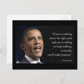 Präsident Obama und Zitat "Make Progress" Postkarte (Vorne/Hinten)