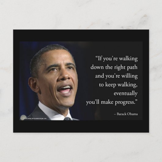 Präsident Obama und Zitat "Make Progress" Postkarte (Vorderseite)