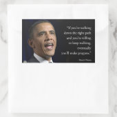 Präsident Obama und Zitat "Make Progress" Rechteckiger Aufkleber (Tasche)