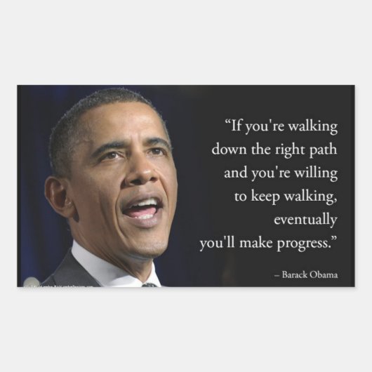 Präsident Obama und Zitat "Make Progress" Rechteckiger Aufkleber (Vorderseite)