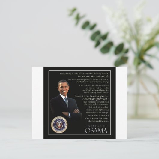 Präsident Obama Zitat Postkarte (Stehend Vorderseite)